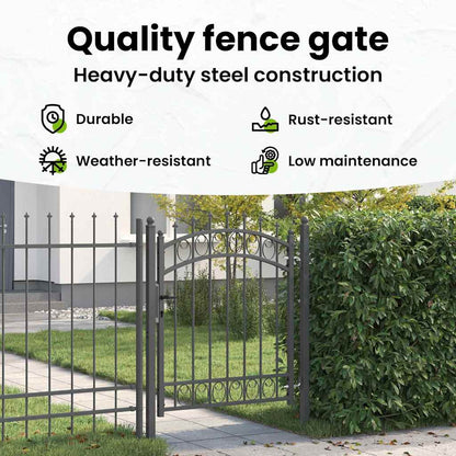 Fence Gate with Spikes EMMEN 125 x 100 cm Powder-coated steel