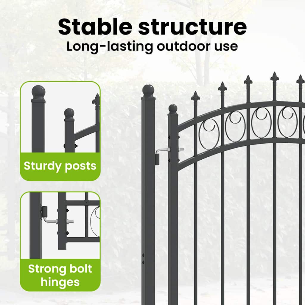 Fence Gate with Spikes EMMEN 125 x 100 cm Powder-coated steel
