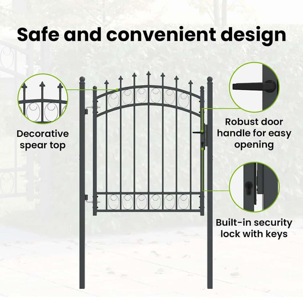 Fence Gate with Spikes EMMEN 125 x 100 cm Powder-coated steel