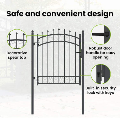Fence Gate with Spikes EMMEN 125 x 100 cm Powder-coated steel