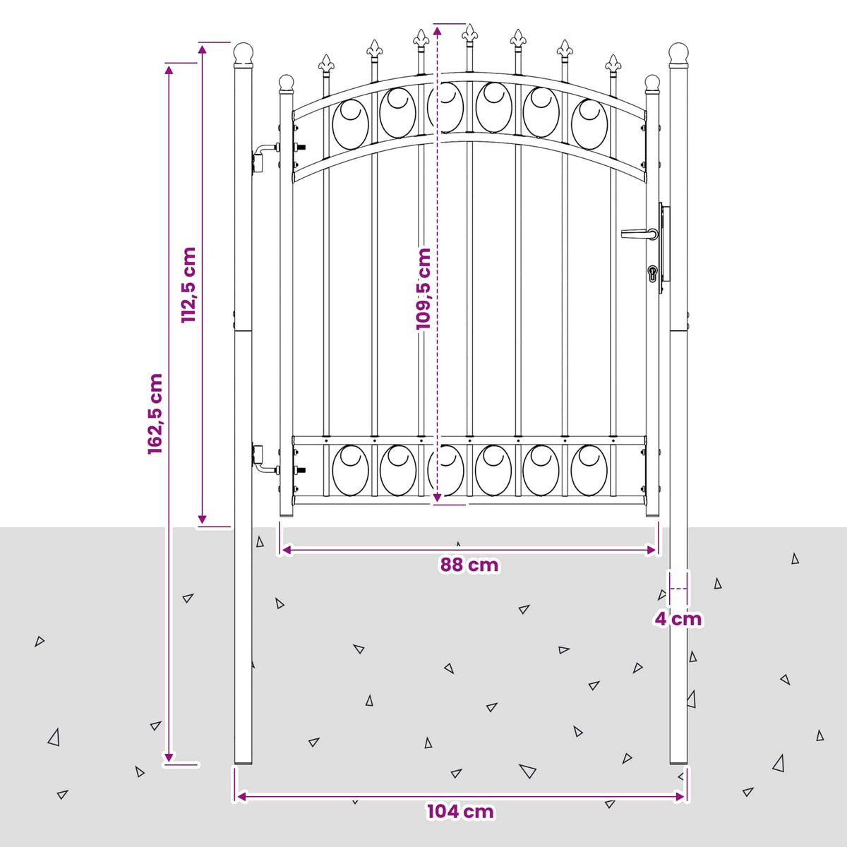 Fence Gate with Spikes EMMEN 104 x 109.5 cm Lockable