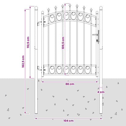 Fence Gate with Spikes EMMEN 104 x 109.5 cm Lockable