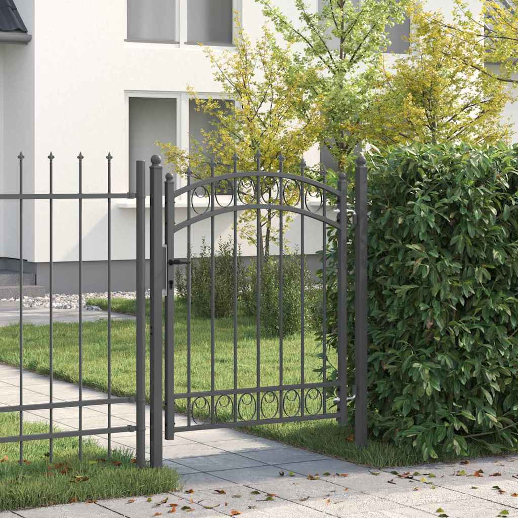 Fence Gate with Spikes Grey 150 x 100 cm Powder-coated steel