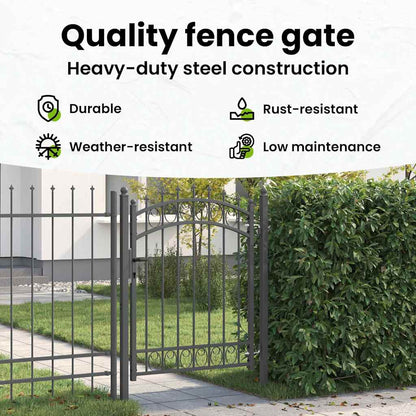 Fence Gate with Spikes EMMEN 150 x 100 cm Powder-coated steel