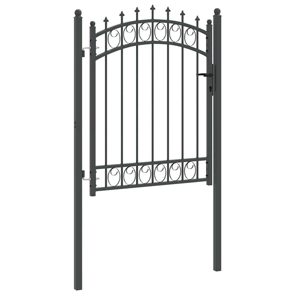 Fence Gate with Spikes Grey 150 x 100 cm Powder-coated steel