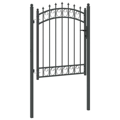 Fence Gate with Spikes Grey 150 x 100 cm Powder-coated steel