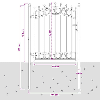 Fence Gate with Spikes EMMEN 150 x 100 cm Grey Lockable