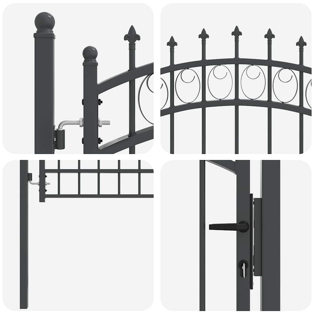Fence Gate with Spikes Grey 170 x 100 cm Powder-coated steel