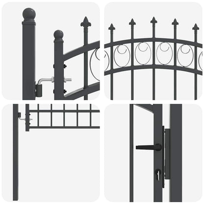Fence Gate with Spikes Grey 170 x 100 cm Powder-coated steel