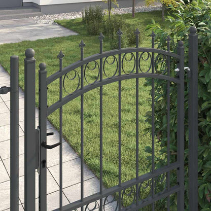 Fence Gate with Spikes Grey 170 x 100 cm Powder-coated steel