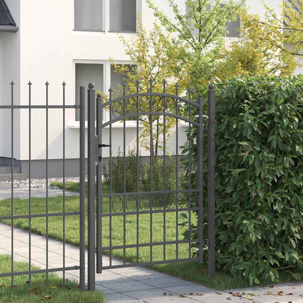 Fence Gate with Spikes Grey 170 x 100 cm Powder-coated steel