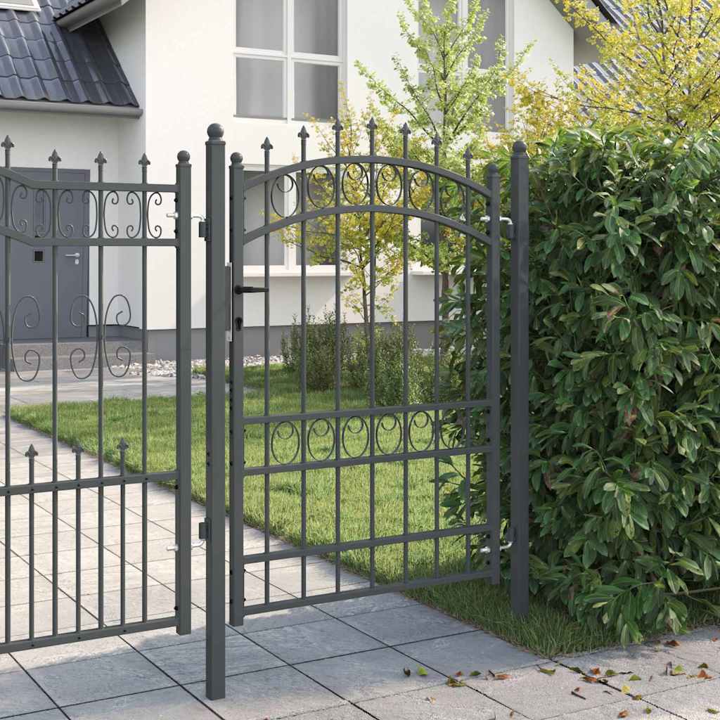 Fence Gate with Spikes Grey 170 x 100 cm Powder-coated steel