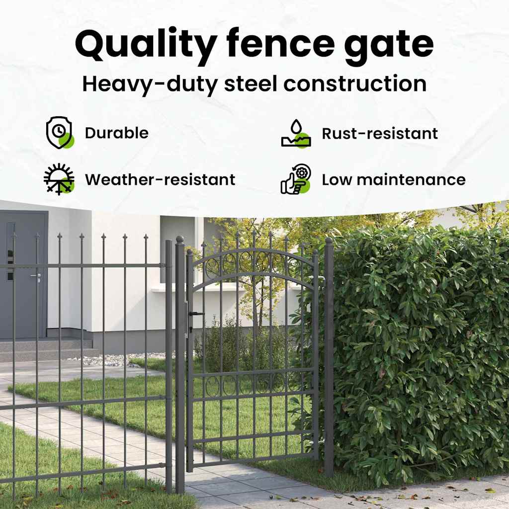 Fence Gate with Spikes EMMEN 170 x 100 cm Powder-coated steel