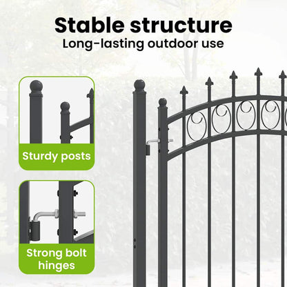Fence Gate with Spikes EMMEN 170 x 100 cm Powder-coated steel