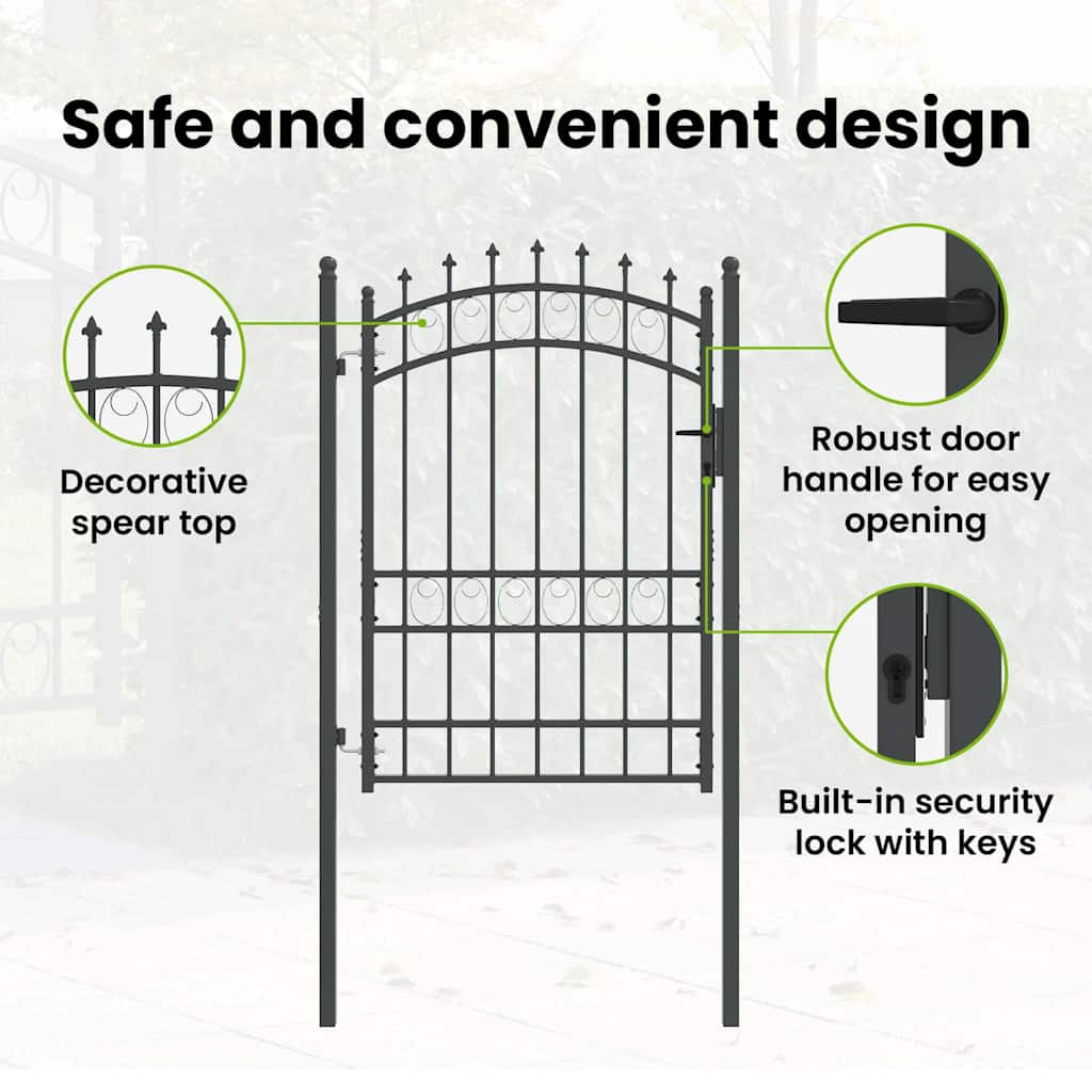 Fence Gate with Spikes EMMEN 170 x 100 cm Powder-coated steel