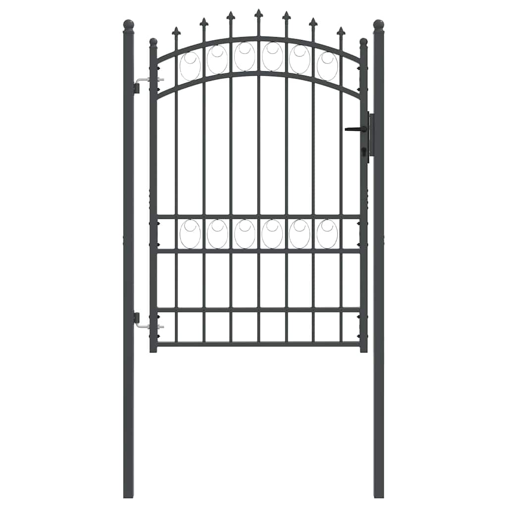 Fence Gate with Spikes Grey 170 x 100 cm Powder-coated steel