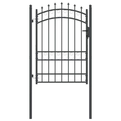 Fence Gate with Spikes Grey 170 x 100 cm Powder-coated steel