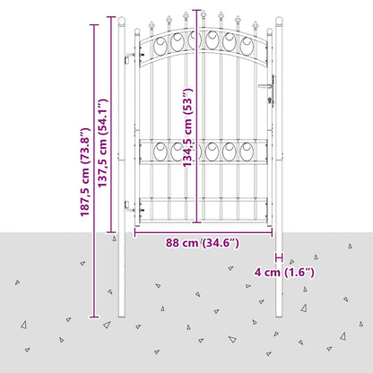 Fence Gate with Spikes Grey 170 x 100 cm Powder-coated steel