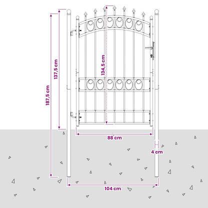 Fence Gate with Spikes EMMEN 104 x 134.5 cm Lockable