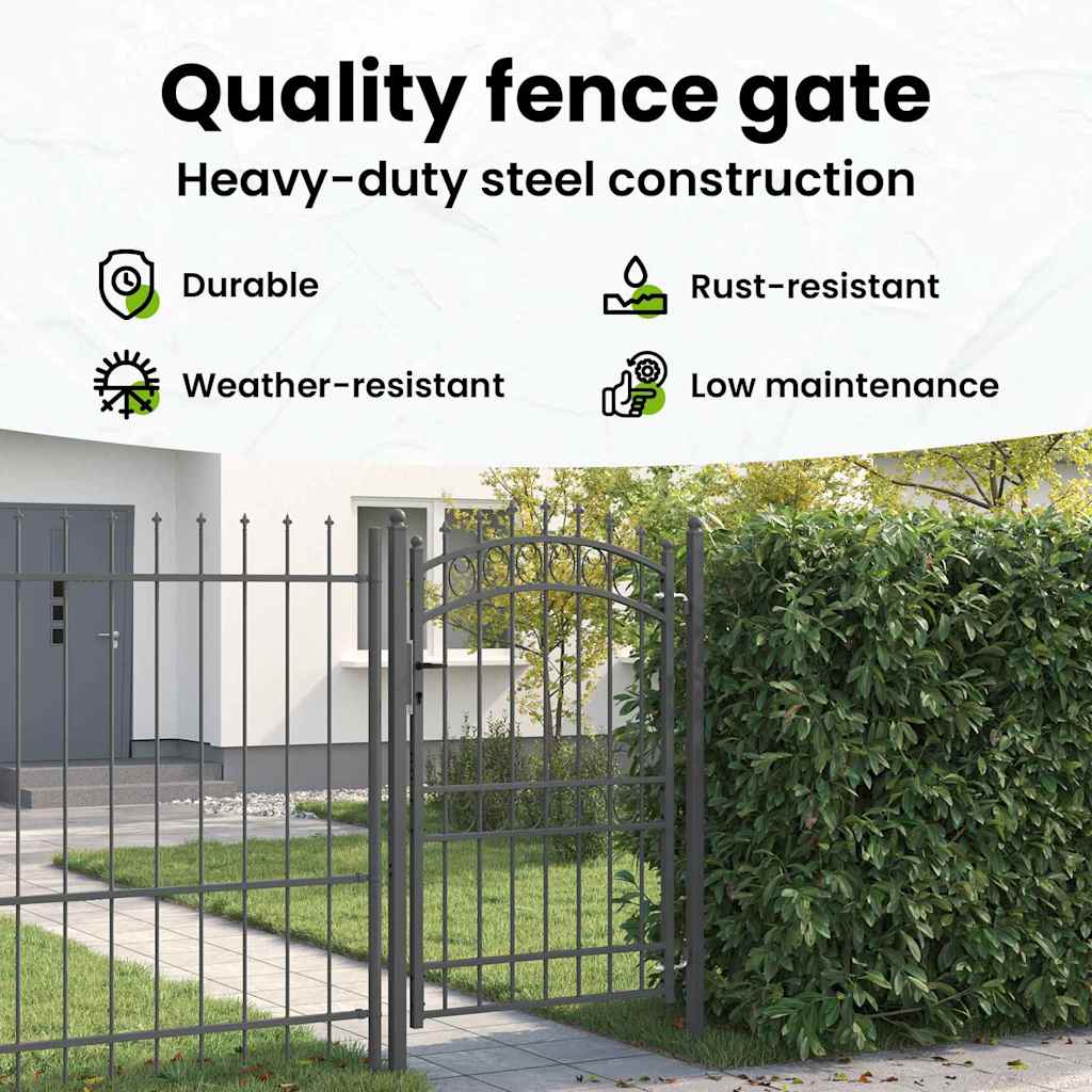 Fence Gate with Spikes EMMEN 200 x 100 cm Powder-coated steel