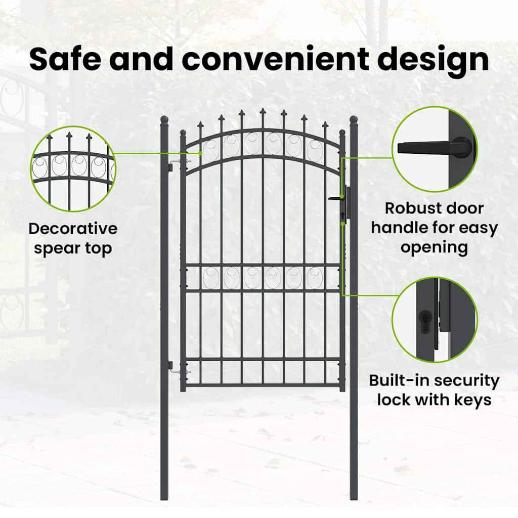 Fence Gate with Spikes EMMEN 200 x 100 cm Powder-coated steel