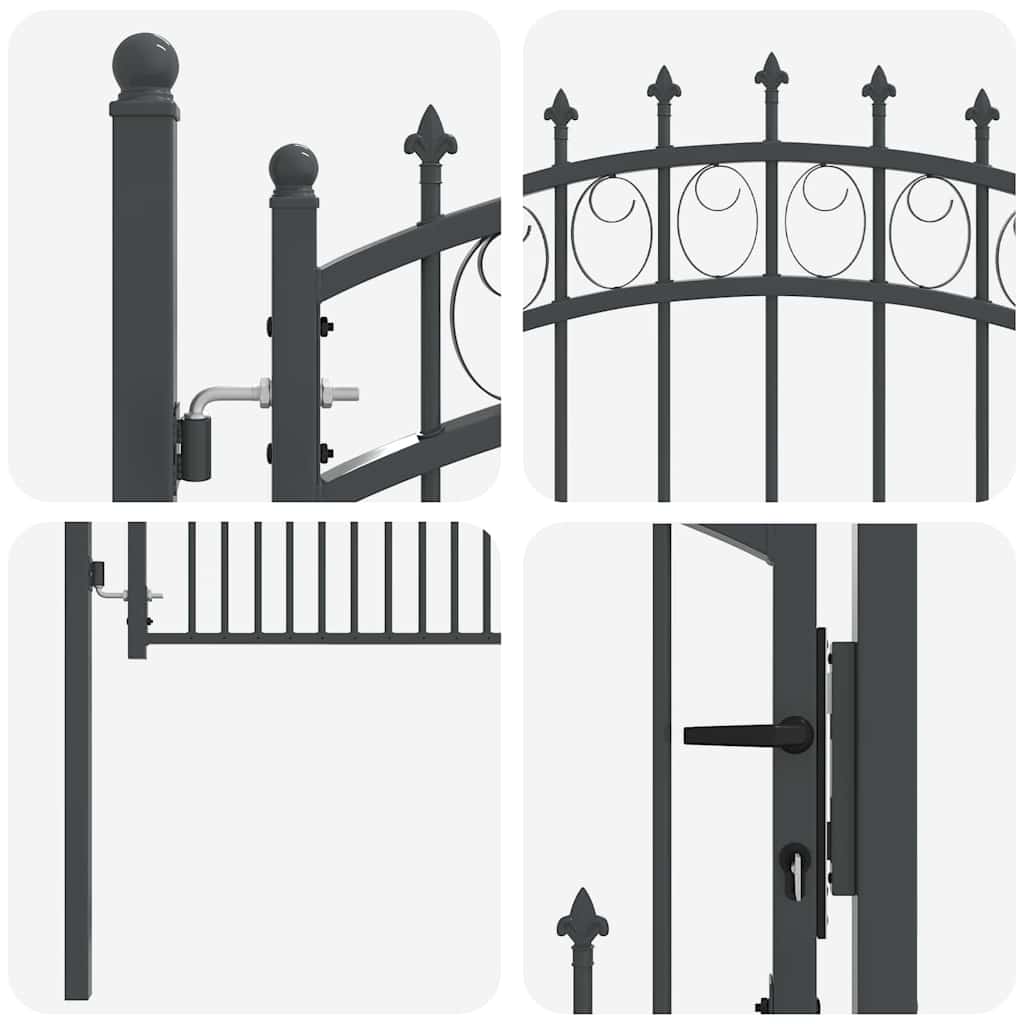 Fence Gate with Spikes EMMEN 100 x 100 cm Powder-coated steel