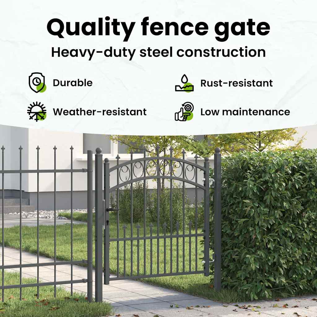 Fence Gate with Spikes EMMEN 100 x 100 cm Powder-coated steel