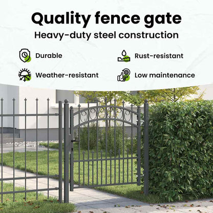 Fence Gate with Spikes EMMEN 100 x 100 cm Powder-coated steel