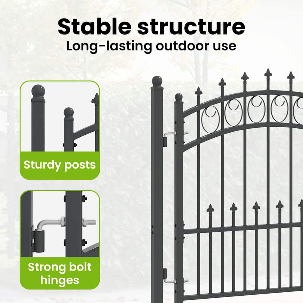 Fence Gate with Spikes EMMEN 100 x 100 cm Powder-coated steel