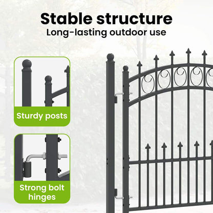 Fence Gate with Spikes EMMEN 100 x 100 cm Powder-coated steel