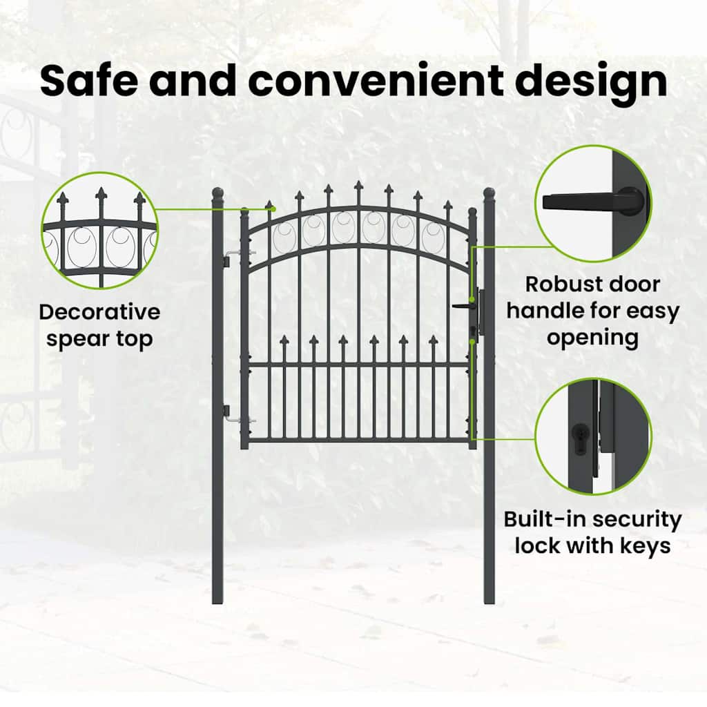 Fence Gate with Spikes EMMEN 100 x 100 cm Powder-coated steel