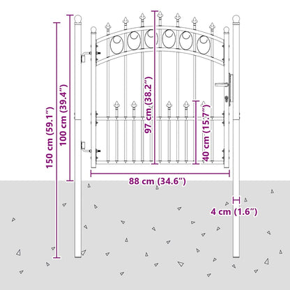 Fence Gate with Spikes EMMEN 100 x 100 cm Powder-coated steel