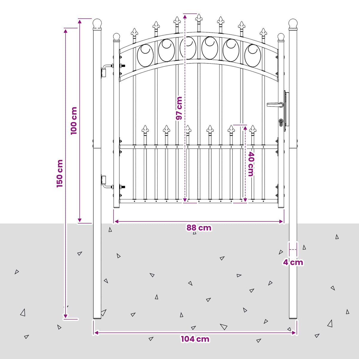 Fence Gate with Spikes EMMEN 104 x 97 cm Powder-coated steel
