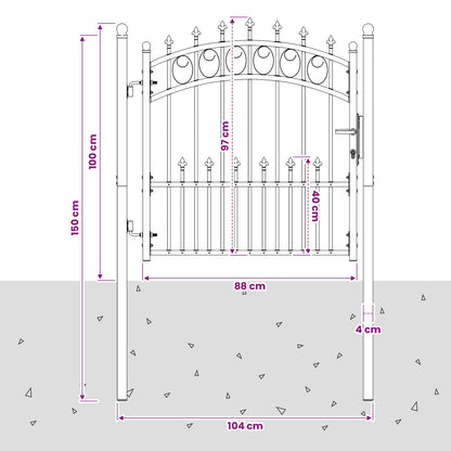 Fence Gate with Spikes EMMEN 104 x 97 cm Powder-coated steel