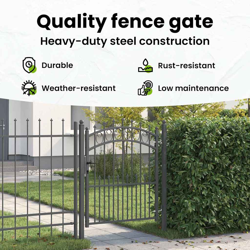 Fence Gate with Spikes EMMEN 125 x 100 cm Powder-coated steel