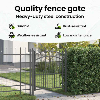 Fence Gate with Spikes EMMEN 125 x 100 cm Powder-coated steel