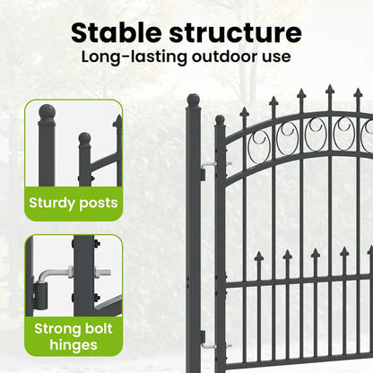 Fence Gate with Spikes EMMEN 125 x 100 cm Powder-coated steel