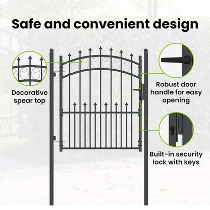 Fence Gate with Spikes EMMEN 125 x 100 cm Powder-coated steel