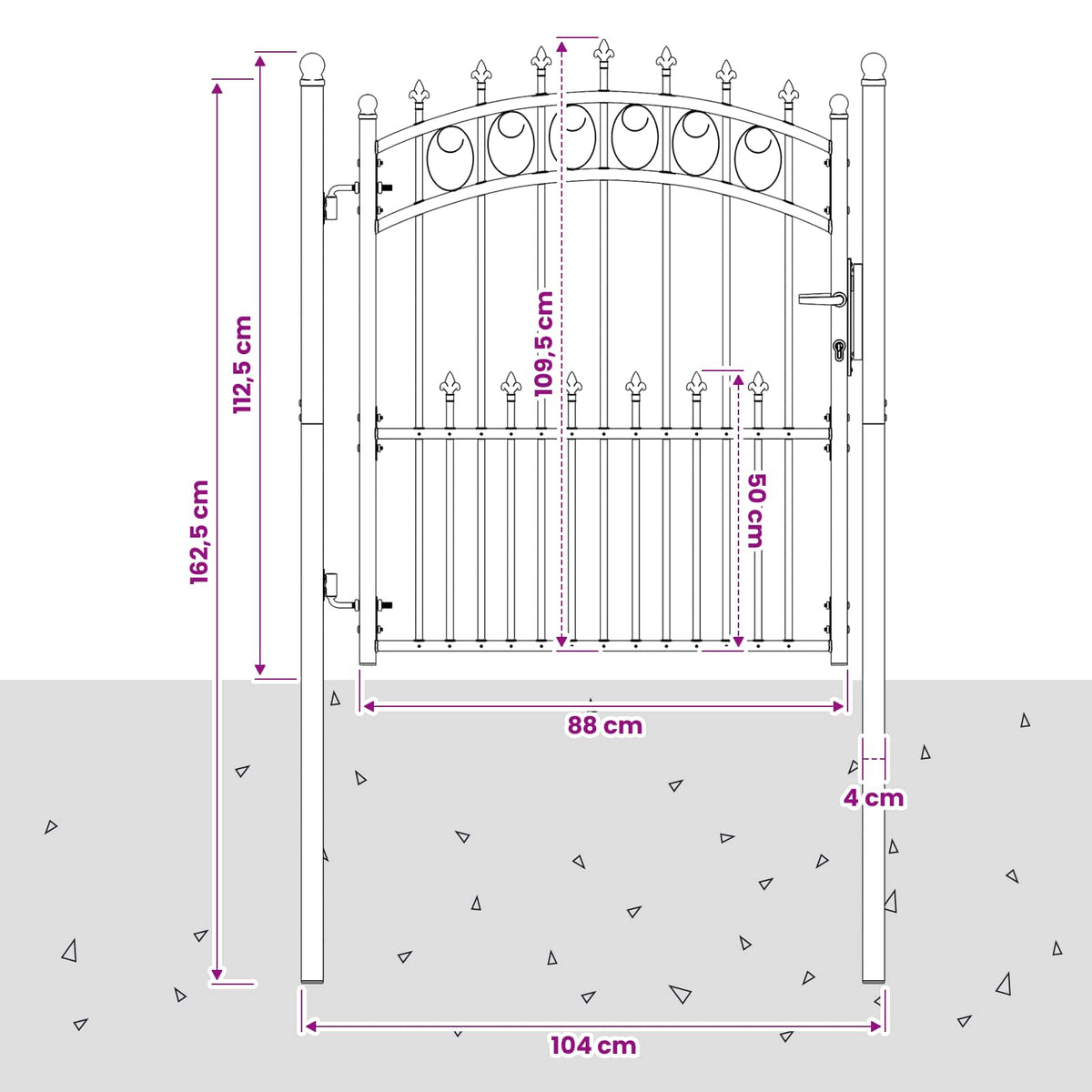 Fence Gate with Spikes EMMEN 104 x 109.5 cm Powder-coated steel