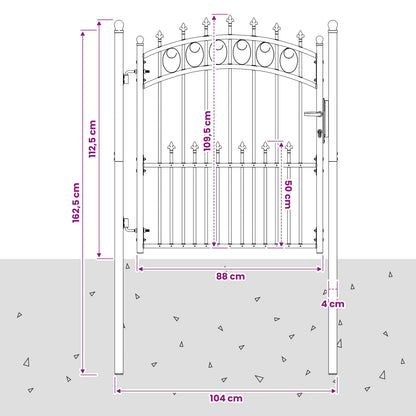 Fence Gate with Spikes EMMEN 104 x 109.5 cm Powder-coated steel