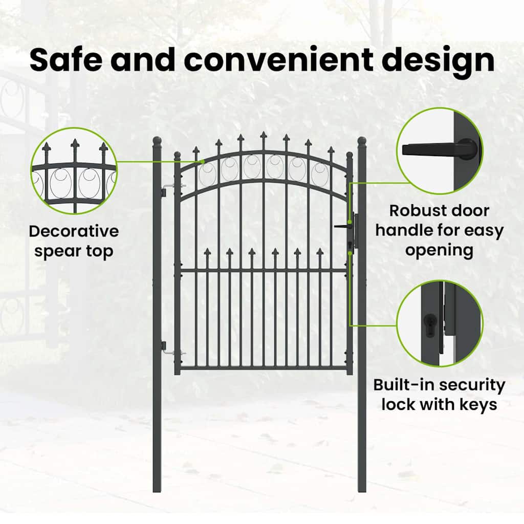 Fence Gate with Spikes EMMEN 150 x 100 cm Powder-coated steel