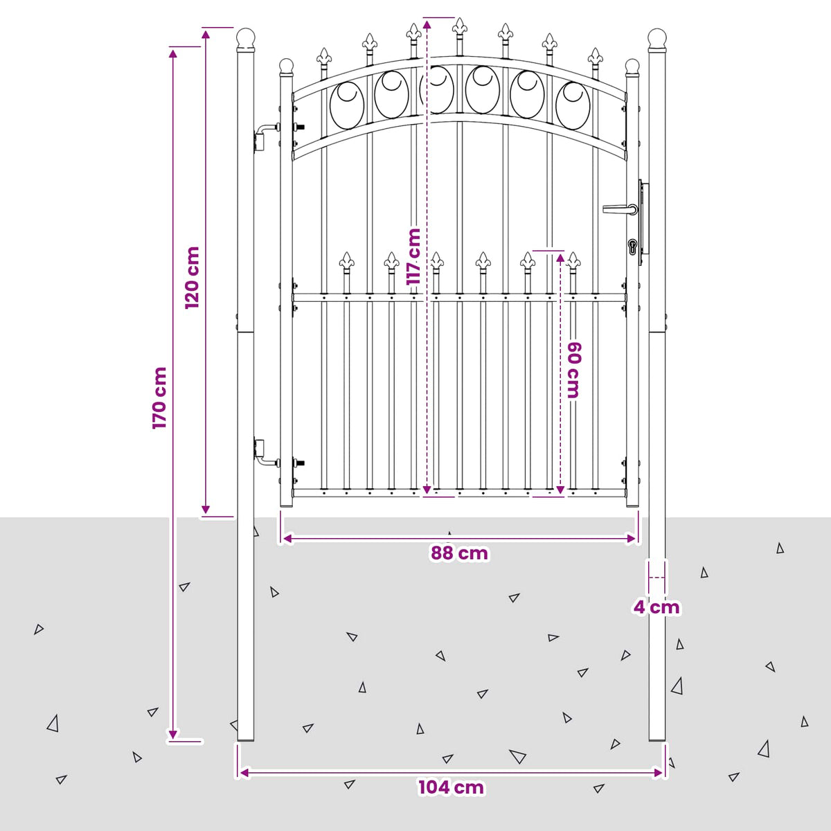 Fence Gate with Spikes EMMEN 104 x 117 cm Powder-coated steel