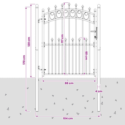 Fence Gate with Spikes EMMEN 104 x 117 cm Powder-coated steel