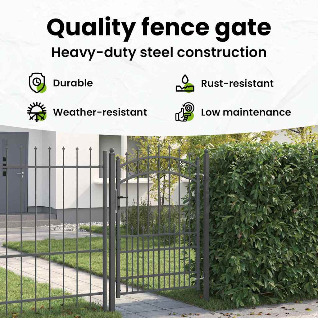 Fence Gate with Spikes EMMEN 170 x 100 cm Powder-coated steel