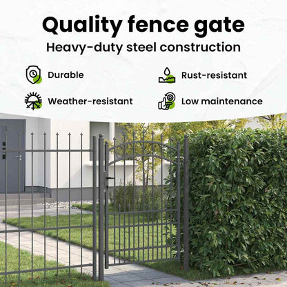 Fence Gate with Spikes EMMEN 170 x 100 cm Powder-coated steel