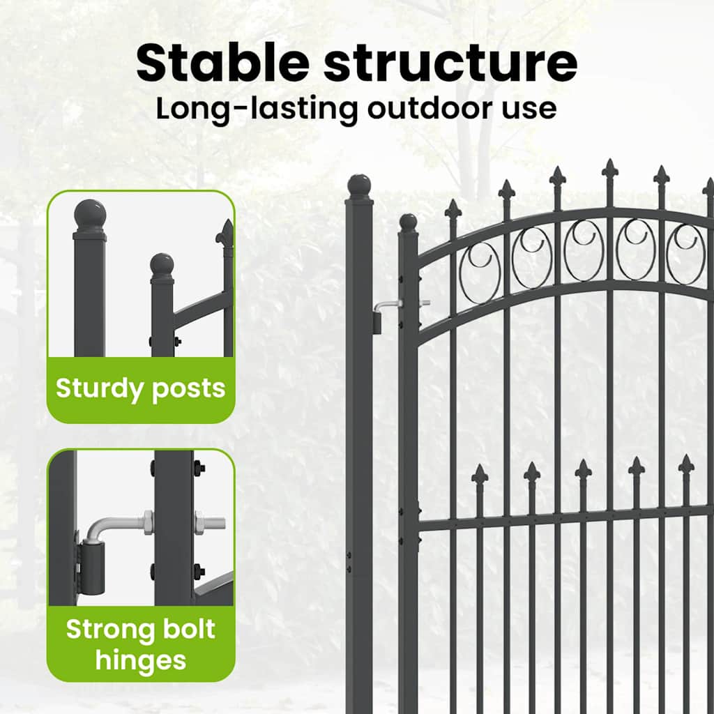 Fence Gate with Spikes EMMEN 170 x 100 cm Powder-coated steel