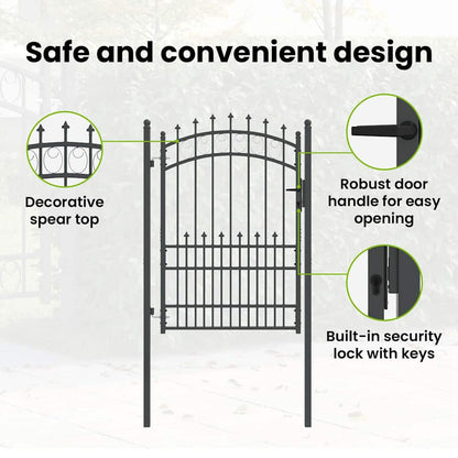 Fence Gate with Spikes EMMEN 170 x 100 cm Powder-coated steel