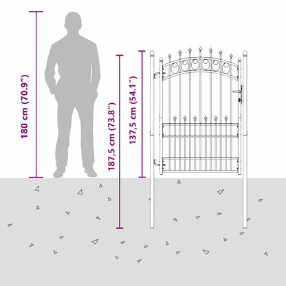 Fence Gate with Spikes EMMEN 170 x 100 cm Powder-coated steel