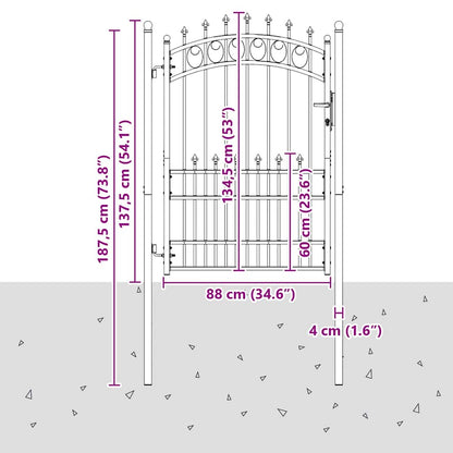 Fence Gate with Spikes EMMEN 170 x 100 cm Powder-coated steel