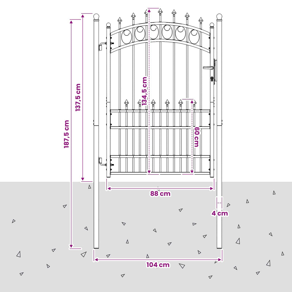 Fence Gate with Spikes EMMEN 170 x 100 cm Powder-coated steel